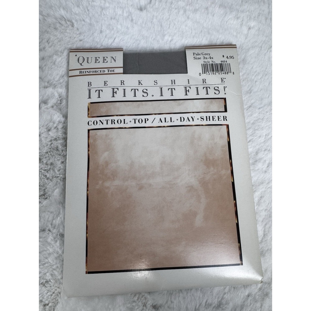 Berkshire Queen Pantyhose Pale Grey 3x-4x All Day Sheer Leg Control Top NOS